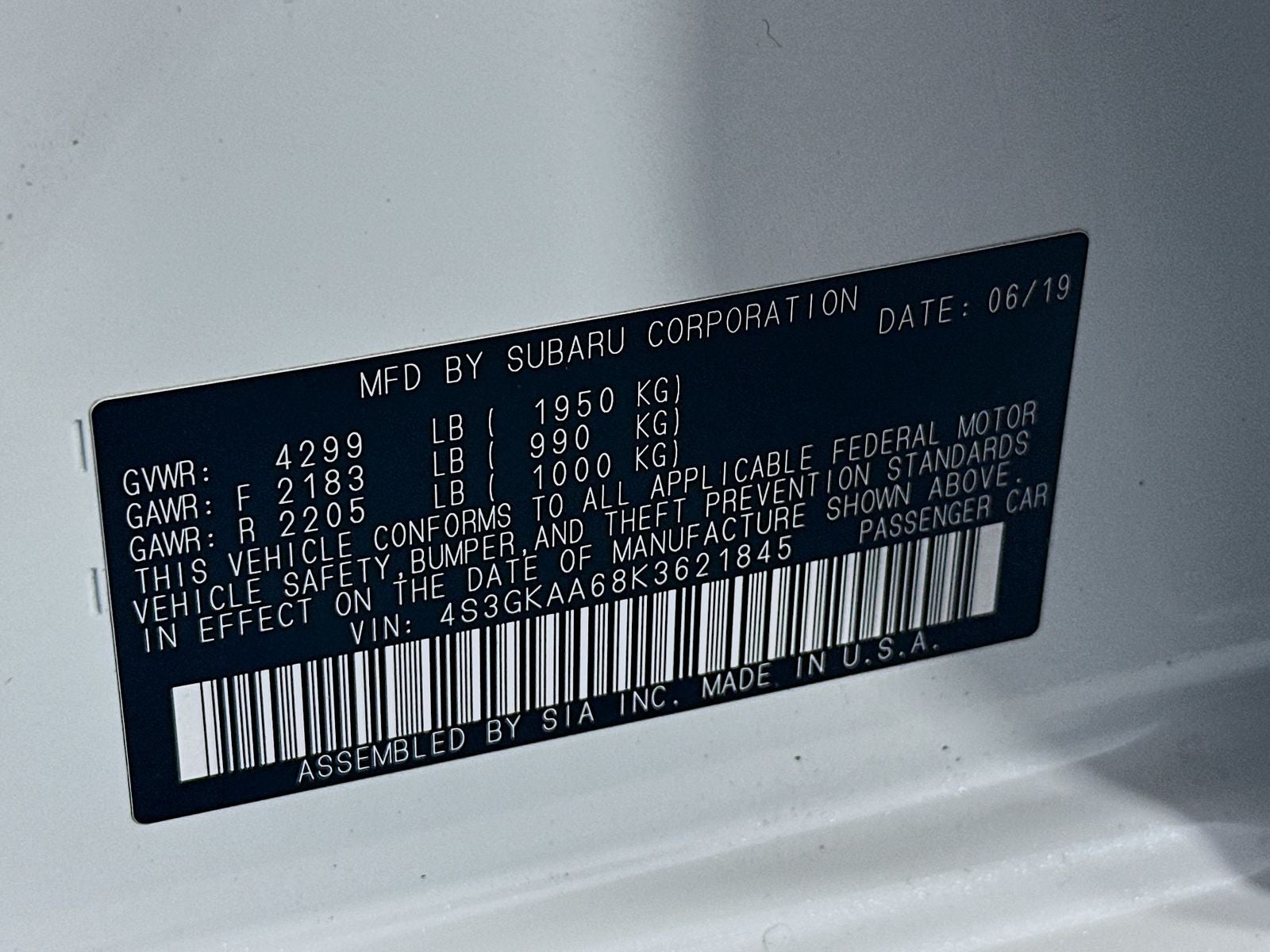 2019 Subaru Impreza 2.0i