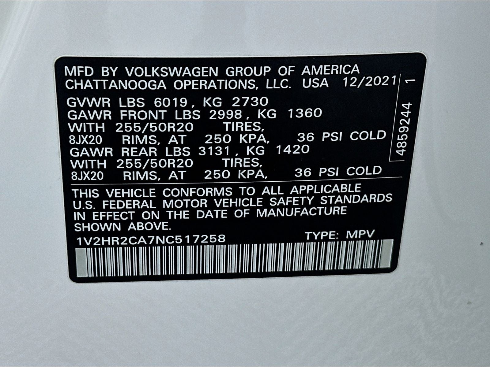 2022 Volkswagen Atlas 3.6L V6 SE w/Technology