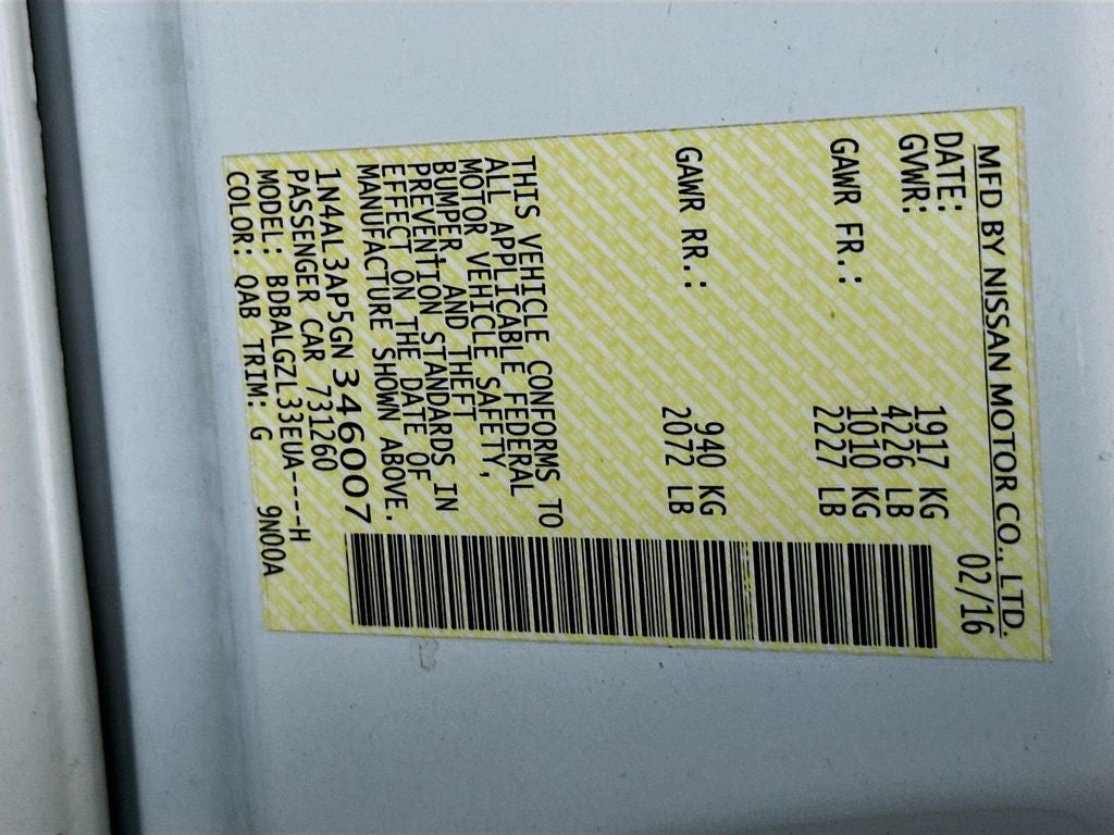 2016 Nissan Altima 2.5 S