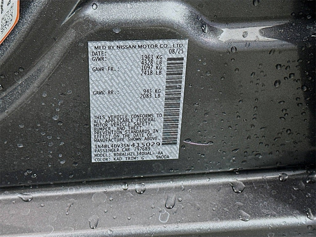 2025 Nissan Altima 2.5 SV