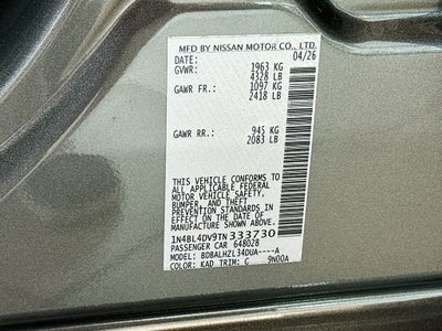 2026 Nissan Altima 2.5 SV