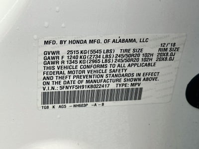 2019 Honda Pilot Touring 8 Passenger