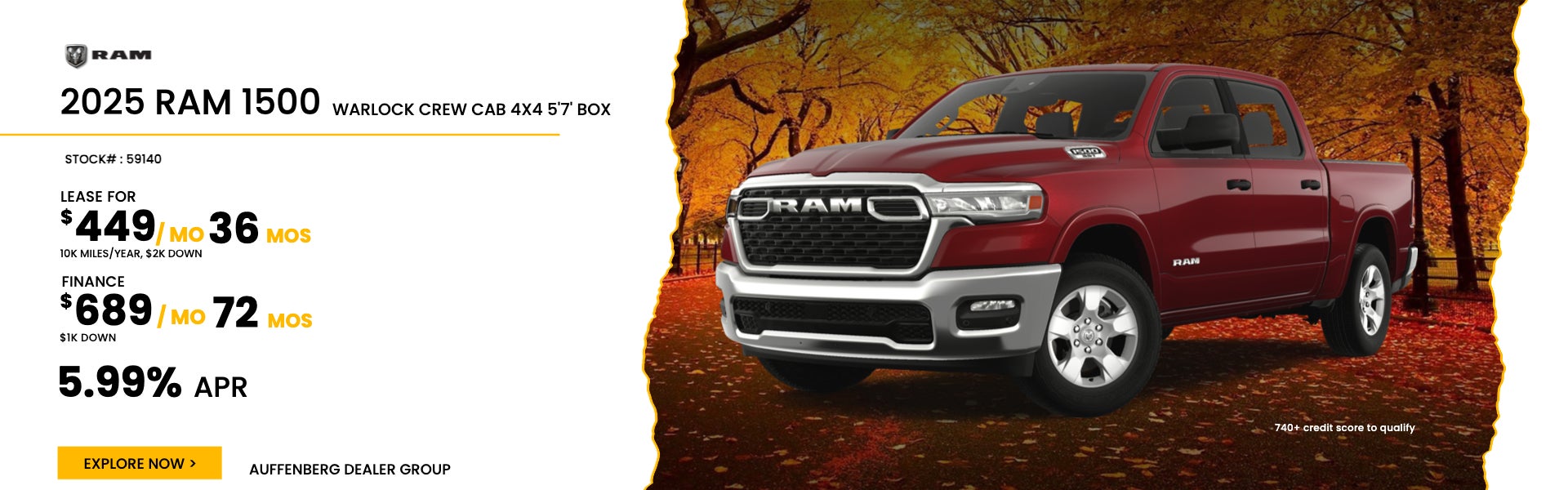 RAM 1500 WARLOCK CREW CAB 4X4 5'7' BOX - 59140 